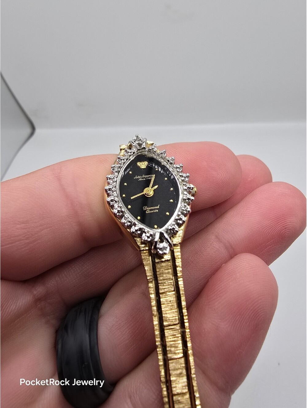 Jules Jurgensen Special Women’s Gold Tone Quartz Black Dial Diamond